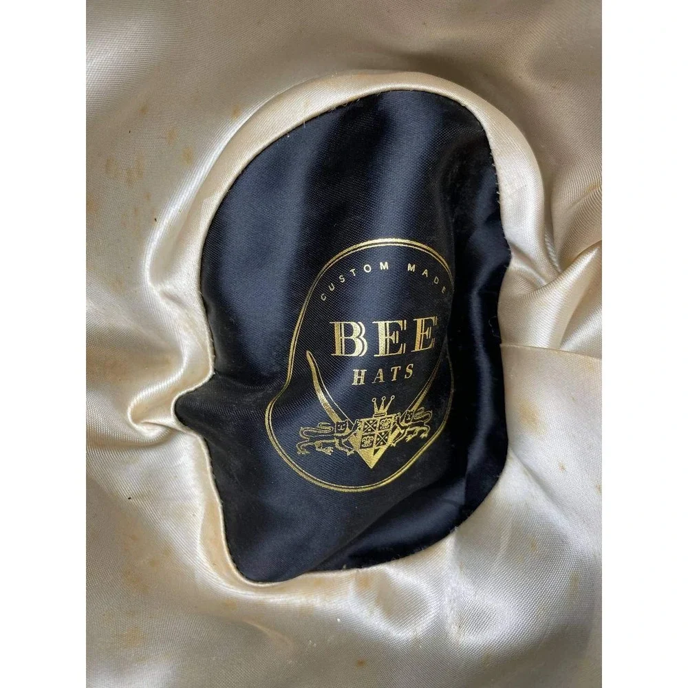 Bee Hat Co Cowboy‎ Hat Mens 7 1/4 Black Felt Turquoise Concho Wide Brim Western